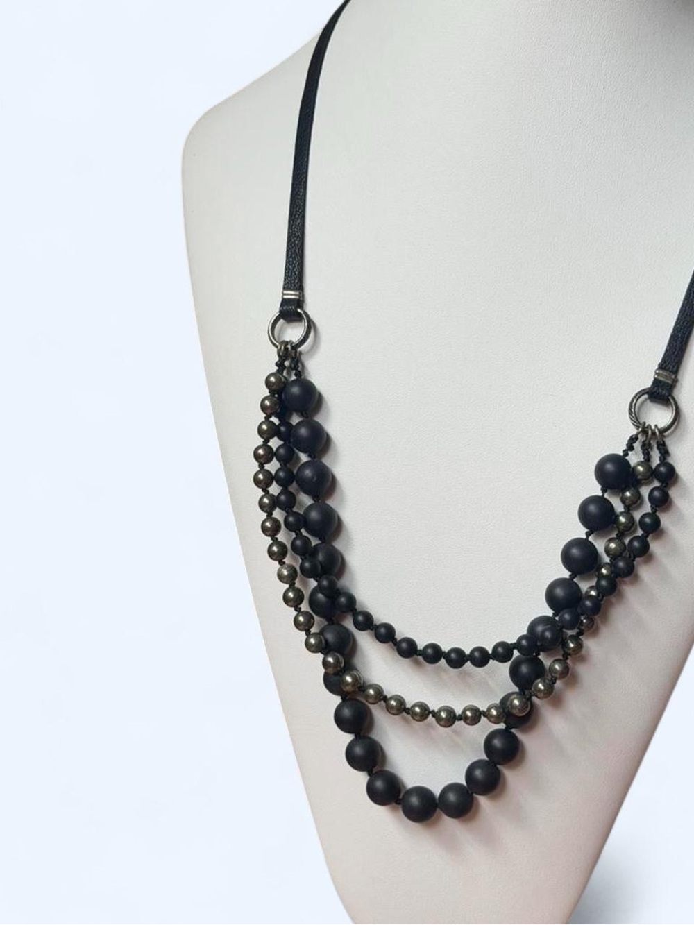 J. Jill Multi-Strand Matte Black & Hematite Beaded Necklace, 65.4 grams